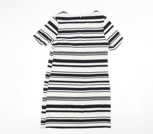 New Look Womens White Striped  A-Line  Size 8