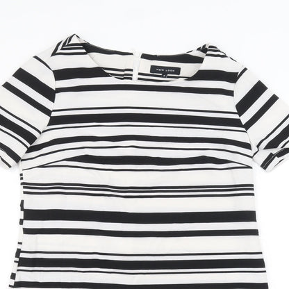 New Look Womens White Striped  A-Line  Size 8