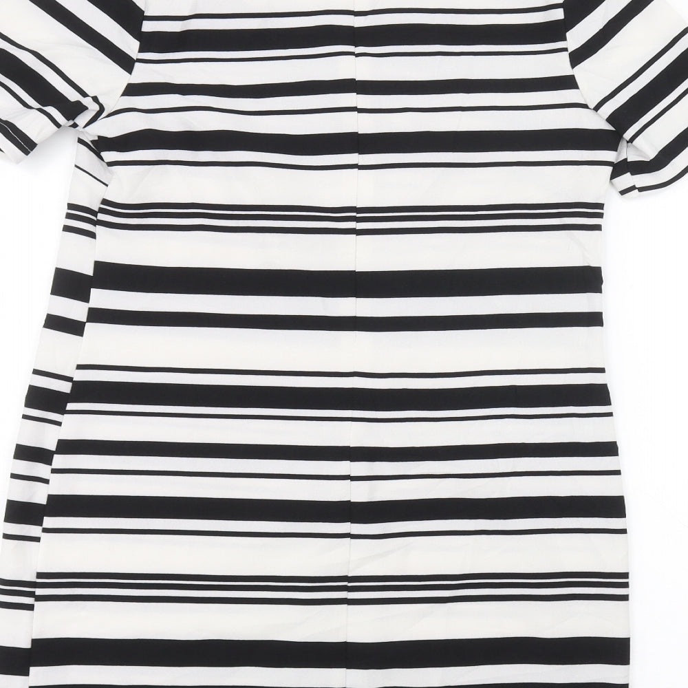 New Look Womens White Striped  A-Line  Size 8