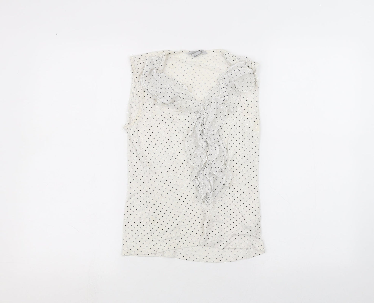 H&M Womens White Polka Dot  Basic T-Shirt Size S