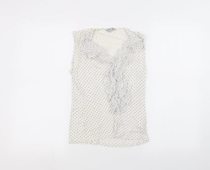 H&M Womens White Polka Dot  Basic T-Shirt Size S