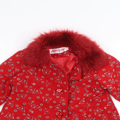 butterfly wings Girls Red   Jacket  Size 4 Years