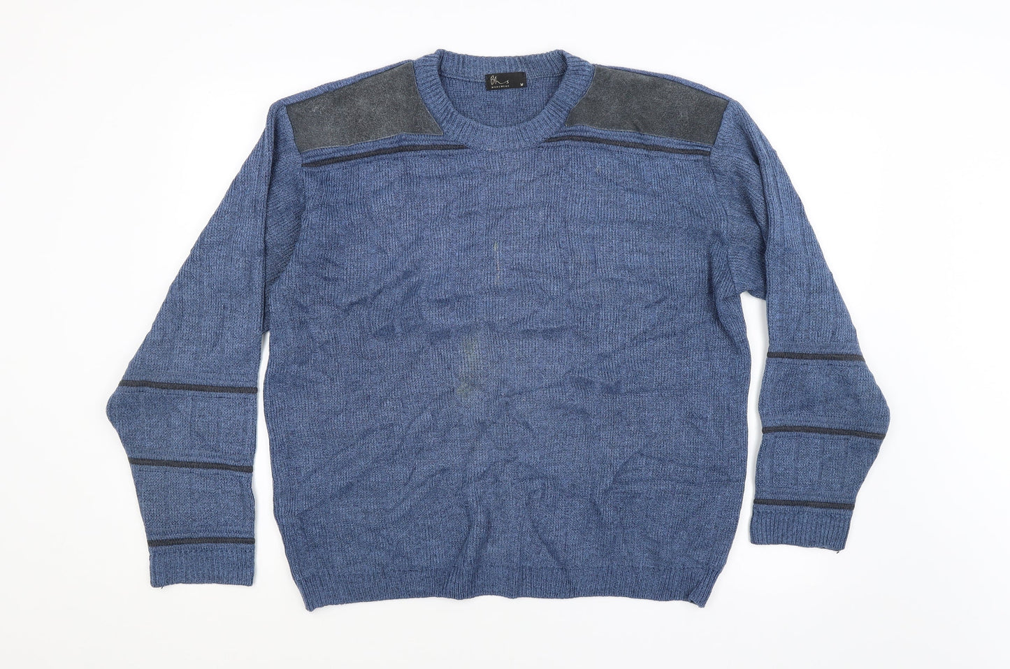 BHS Mens Blue Striped  Pullover Jumper Size M