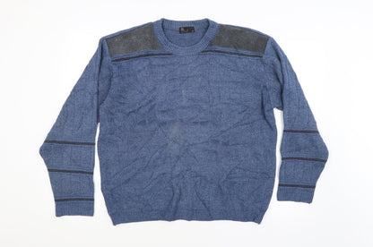 BHS Mens Blue Striped  Pullover Jumper Size M