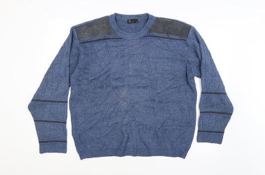 BHS Mens Blue Striped  Pullover Jumper Size M