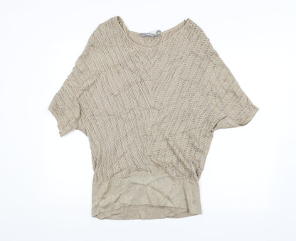 LAVITTA Womens Gold Argyle/Diamond  Pullover Jumper Size M