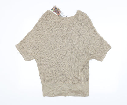 LAVITTA Womens Gold Argyle/Diamond  Pullover Jumper Size M