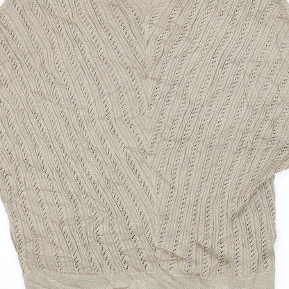 LAVITTA Womens Gold Argyle/Diamond  Pullover Jumper Size M