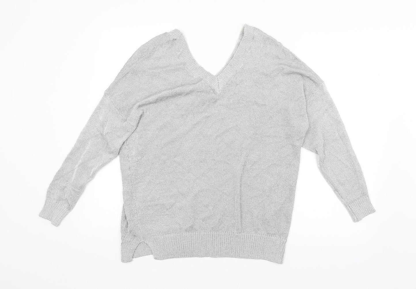 Womens UK Size 12 Topshop Silver Pullover Jumper