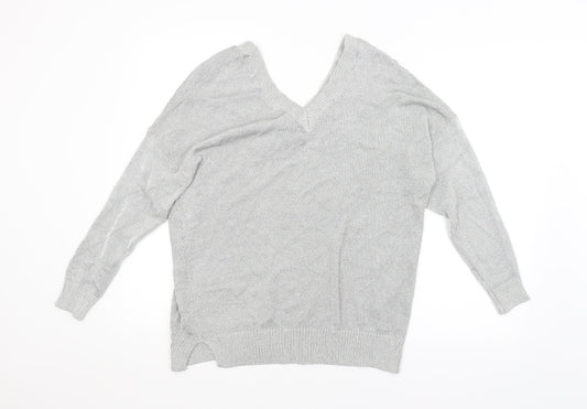 Womens UK Size 12 Topshop Silver Pullover Jumper