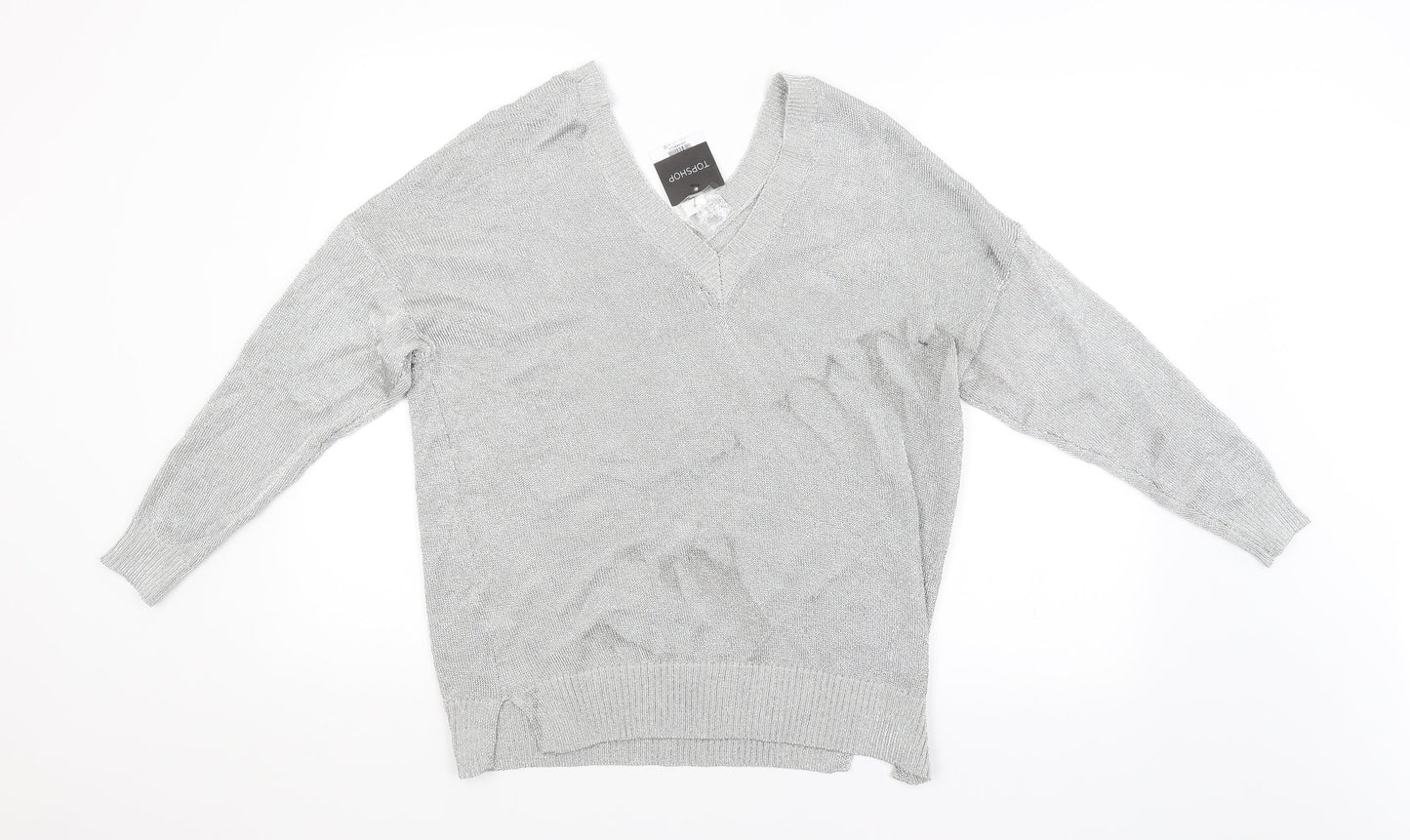 Womens UK Size 12 Topshop Silver Pullover Jumper