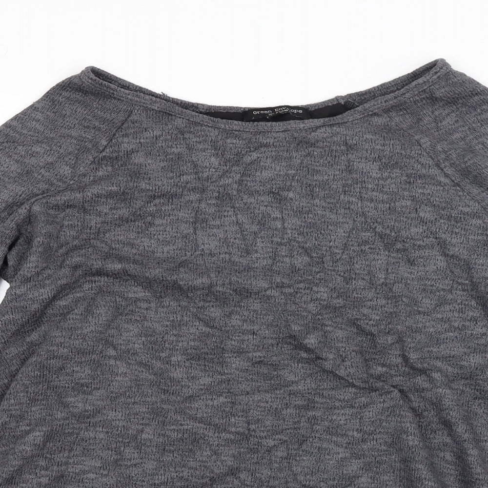 Womens UK Size M Green Envelope Grey Pullover Jumper