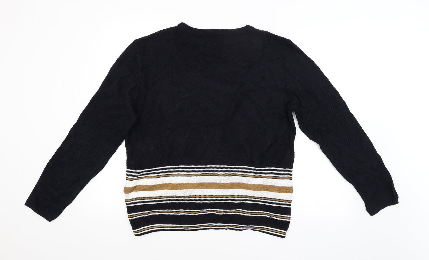 River Island Mens Black Striped  Pullover Jumper Size L