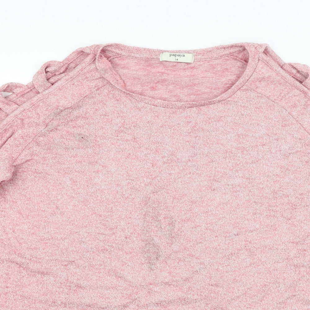 Womens UK Size 14 Papaya Pink Pullover Jumper