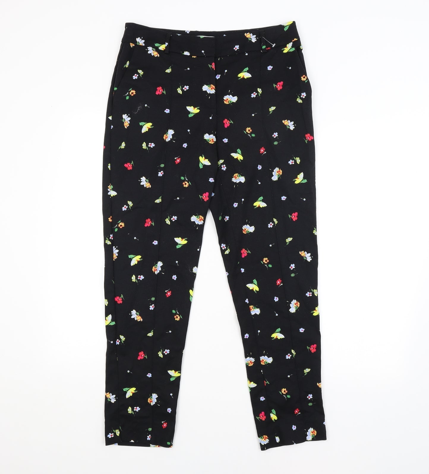 Warehouse Womens Black Floral  Trousers  Size 10 L26 in