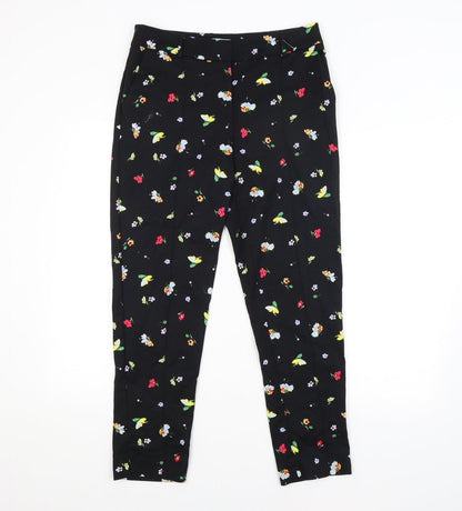 Warehouse Womens Black Floral  Trousers  Size 10 L26 in