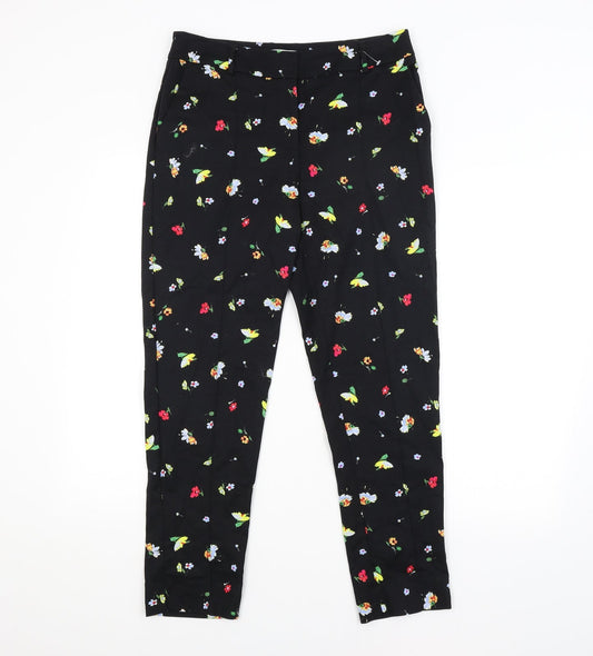 Warehouse Womens Black Floral  Trousers  Size 10 L26 in