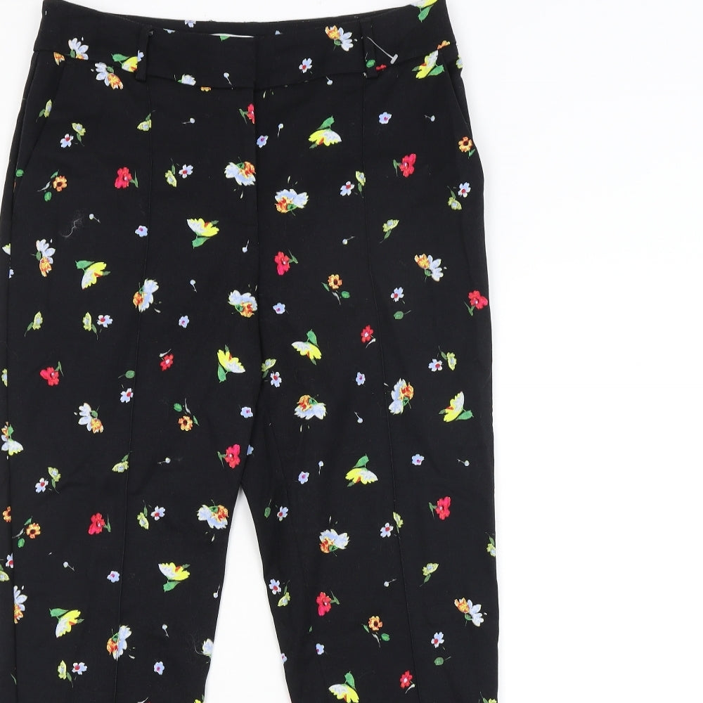 Warehouse Womens Black Floral  Trousers  Size 10 L26 in