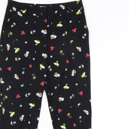 Warehouse Womens Black Floral  Trousers  Size 10 L26 in