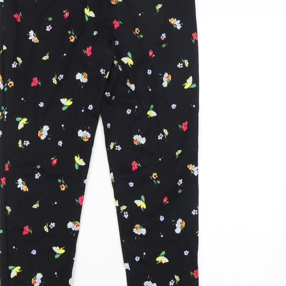 Warehouse Womens Black Floral  Trousers  Size 10 L26 in