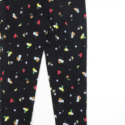 Warehouse Womens Black Floral  Trousers  Size 10 L26 in