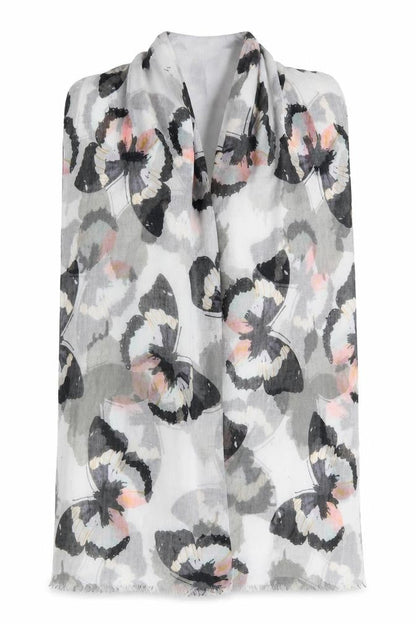 Peworn Womens Ivory Animal Print   Shawl/Wrap   - Butterflies & Jewells