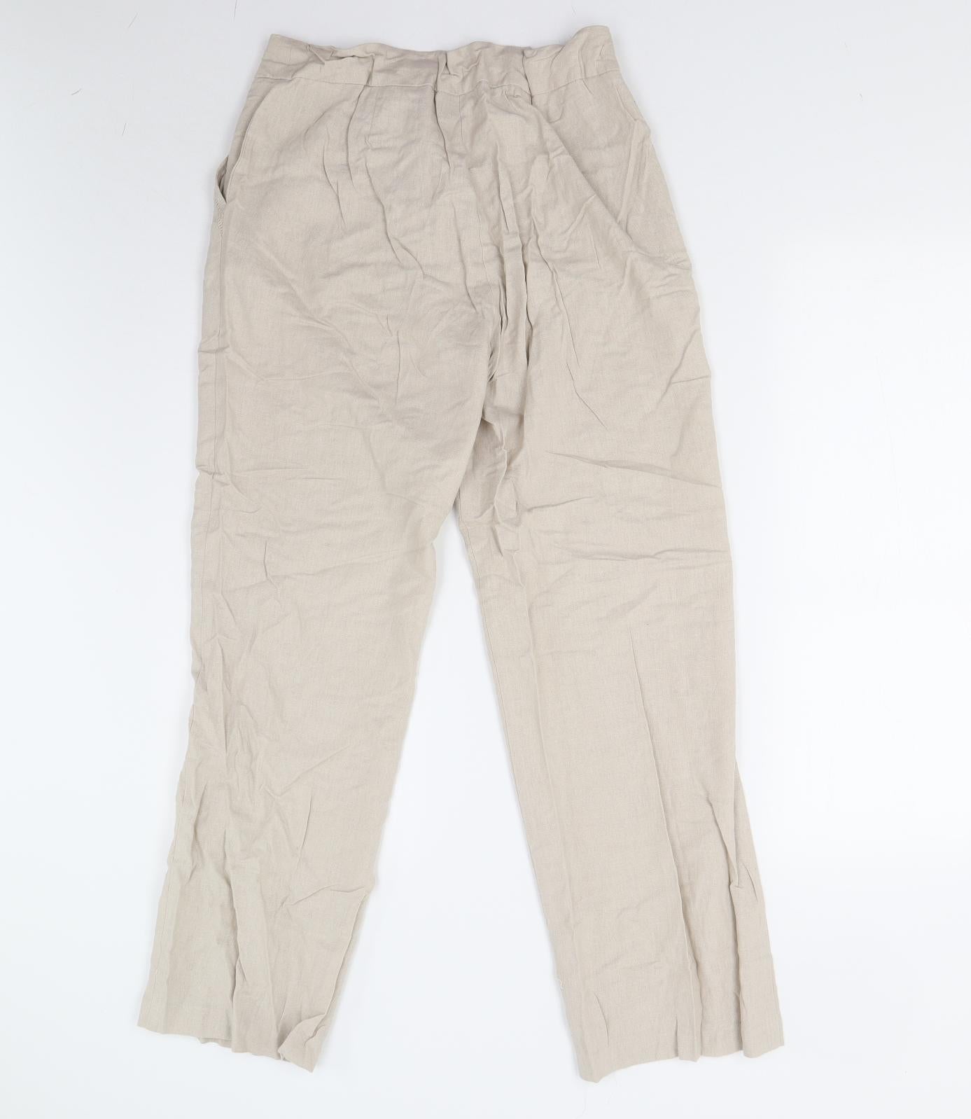 Womens UK Size 12 Preworn Regular Fit  Beige Trousers
