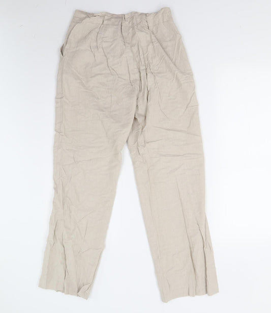 Womens UK Size 12 Preworn Regular Fit  Beige Trousers
