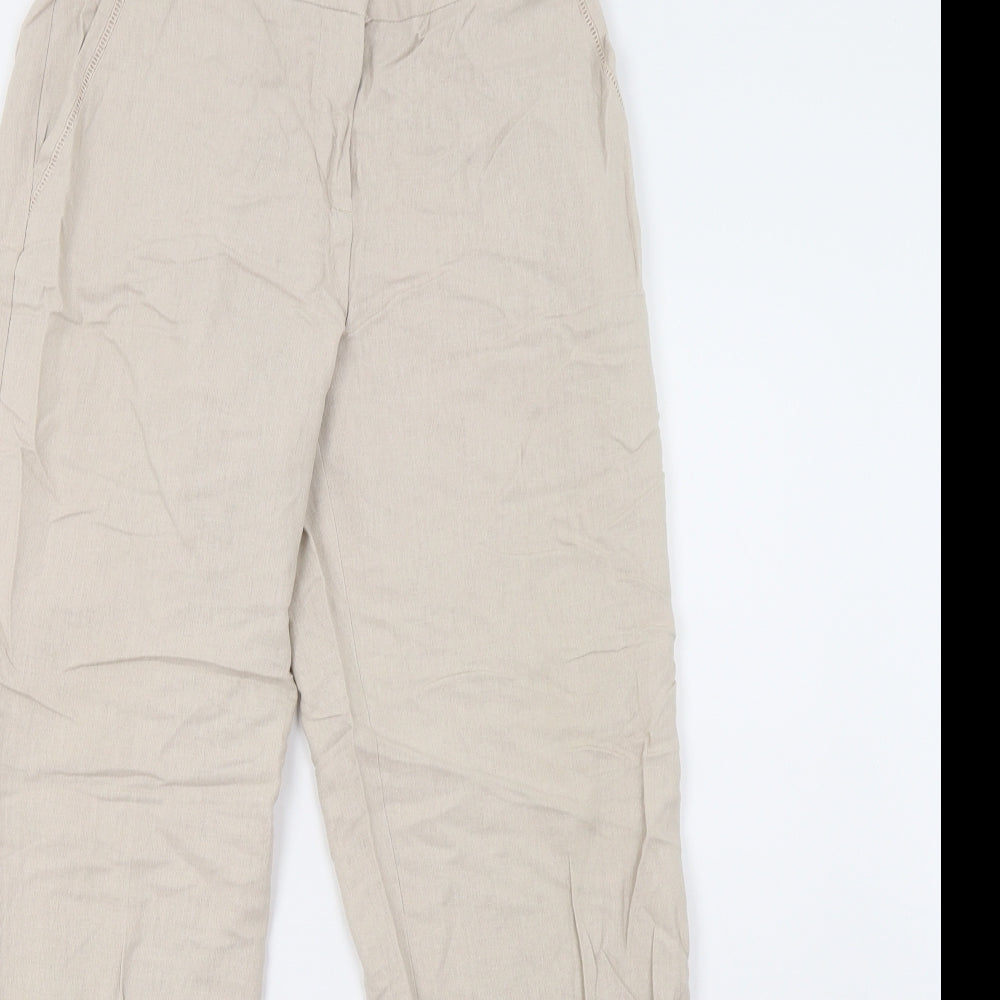 Womens UK Size 12 Preworn Regular Fit  Beige Trousers