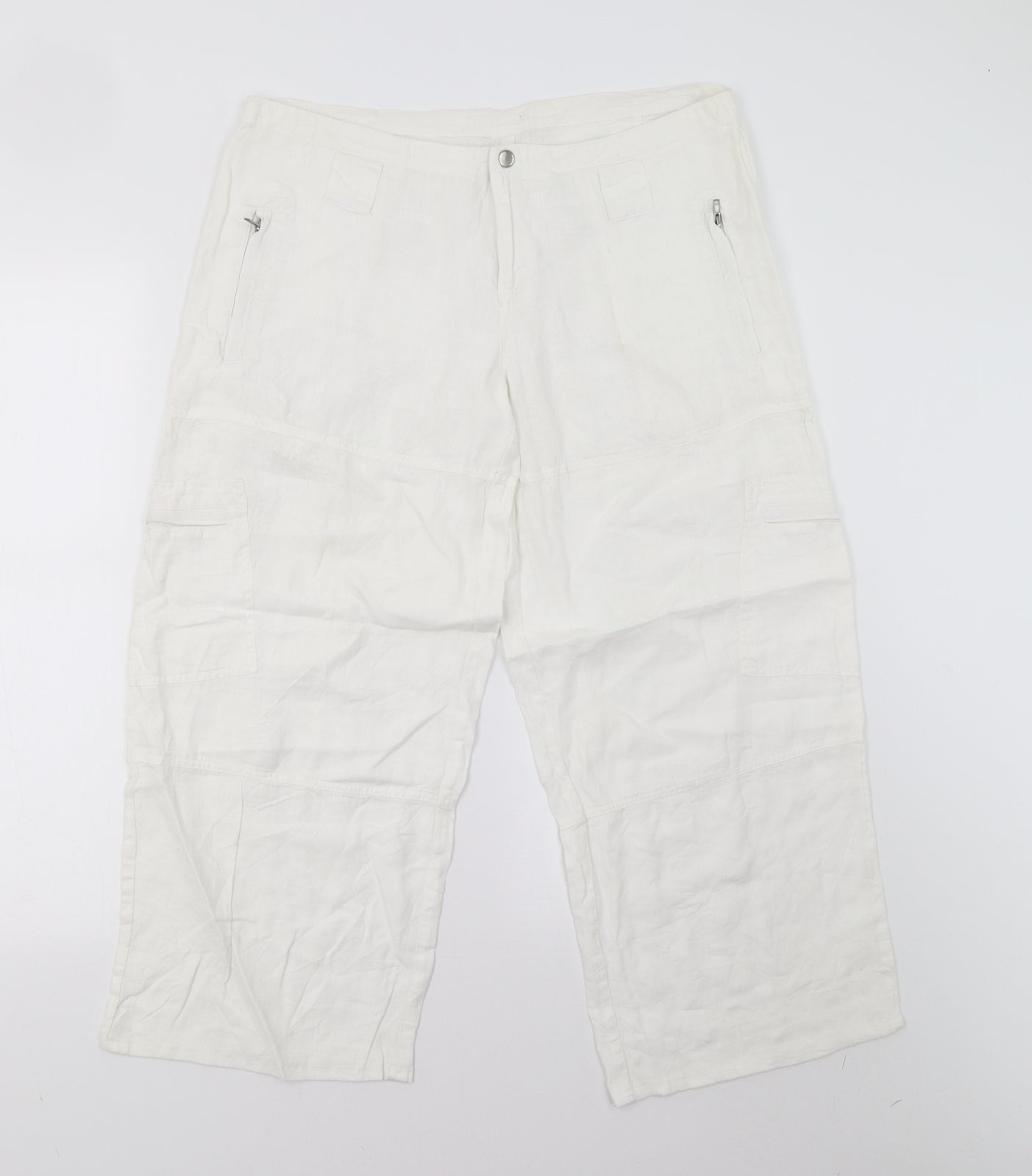 Womens UK Size M Preworn Regular Fit  White Trousers