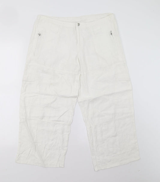 Womens UK Size M Preworn Regular Fit  White Trousers