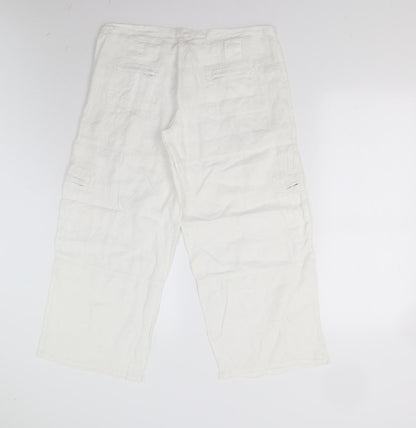 Womens UK Size M Preworn Regular Fit  White Trousers
