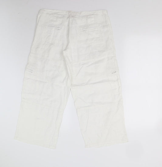 Womens UK Size M Preworn Regular Fit  White Trousers