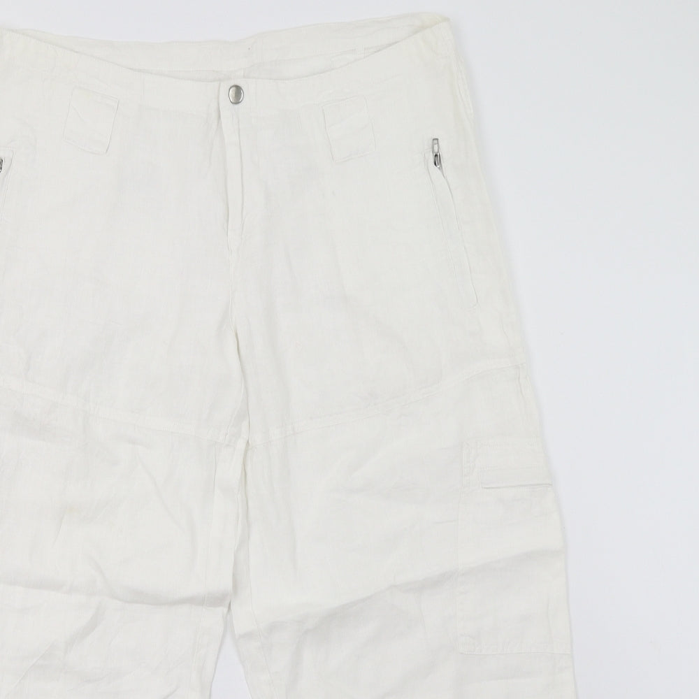 Womens UK Size M Preworn Regular Fit  White Trousers