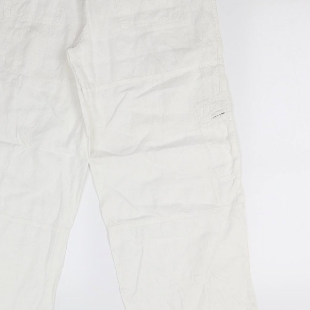 Womens UK Size M Preworn Regular Fit  White Trousers
