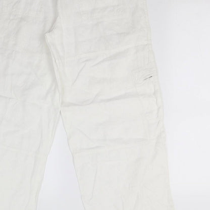 Womens UK Size M Preworn Regular Fit  White Trousers