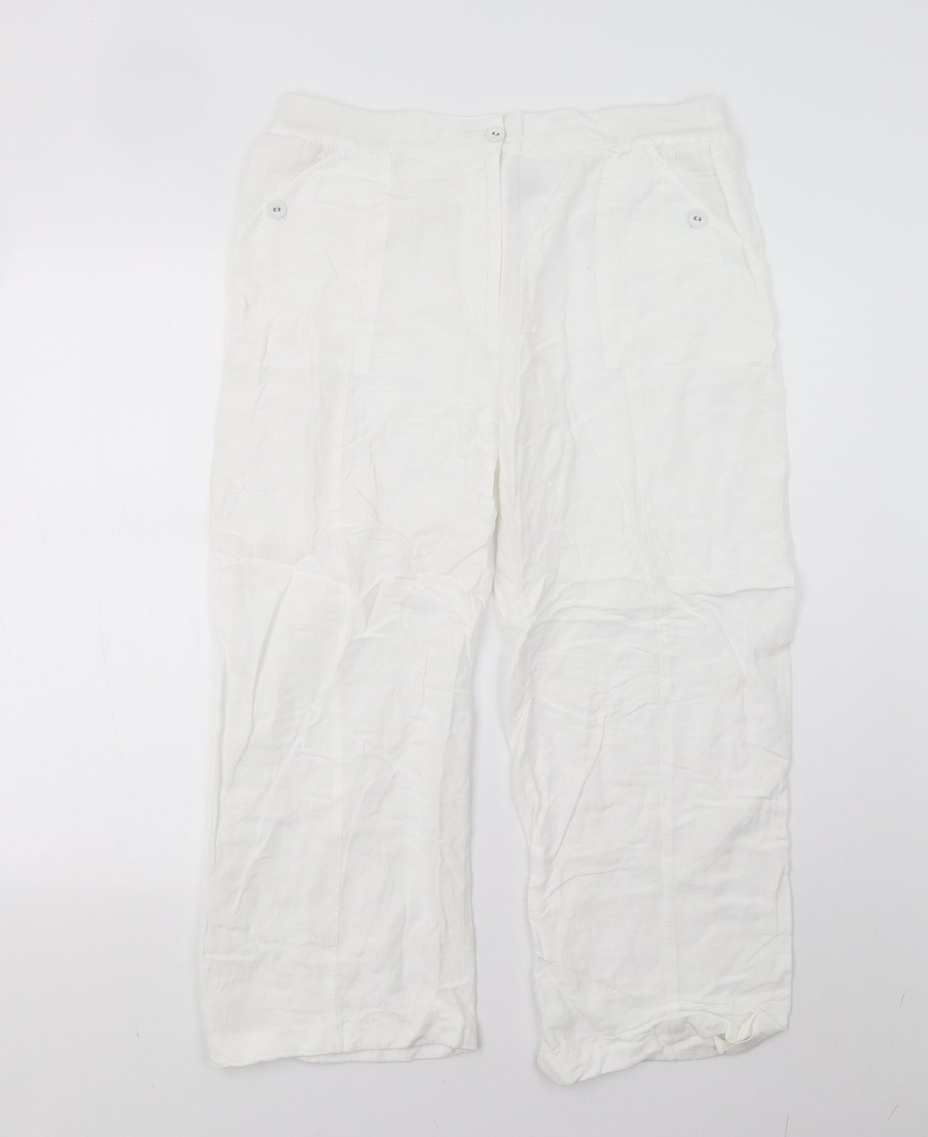 Womens UK Size 16 DASH Regular Fit Capri White Trousers