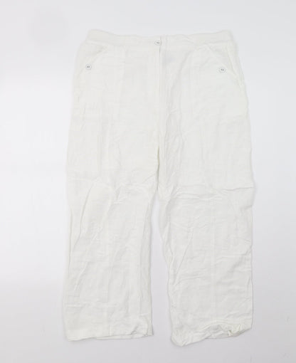 Womens UK Size 16 DASH Regular Fit Capri White Trousers