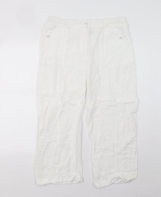 DASH Womens White   Capri Trousers Size 16 L23 in