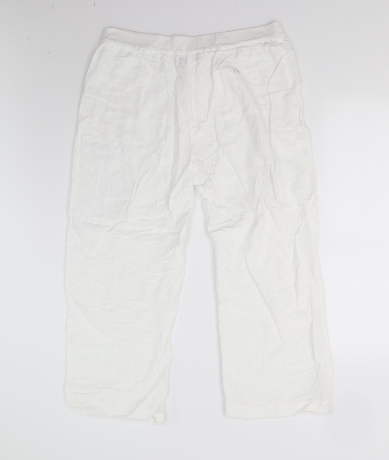 Womens UK Size 16 DASH Regular Fit Capri White Trousers