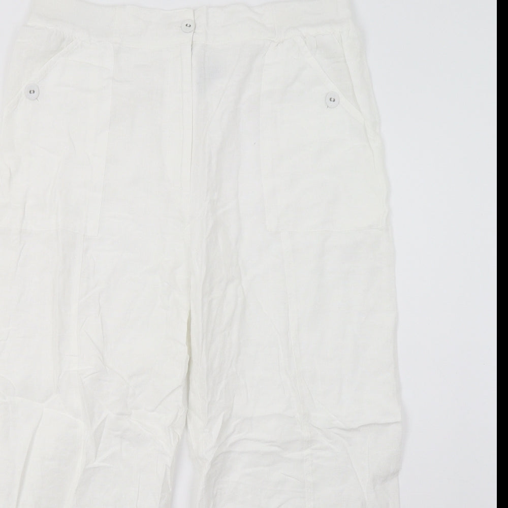 Womens UK Size 16 DASH Regular Fit Capri White Trousers
