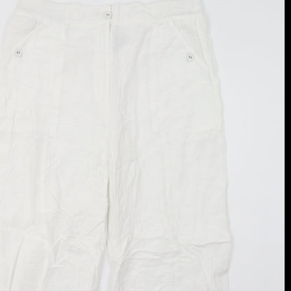 Womens UK Size 16 DASH Regular Fit Capri White Trousers