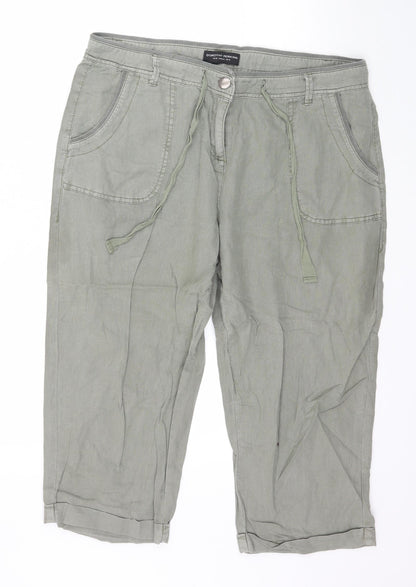 Womens UK Size 14 Dorothy Perkins Regular Fit Capri Green Trousers