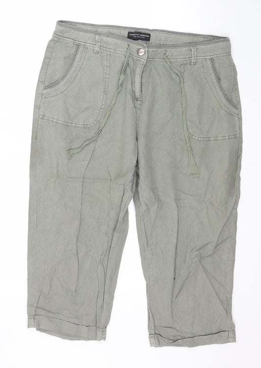 Womens UK Size 14 Dorothy Perkins Regular Fit Capri Green Trousers