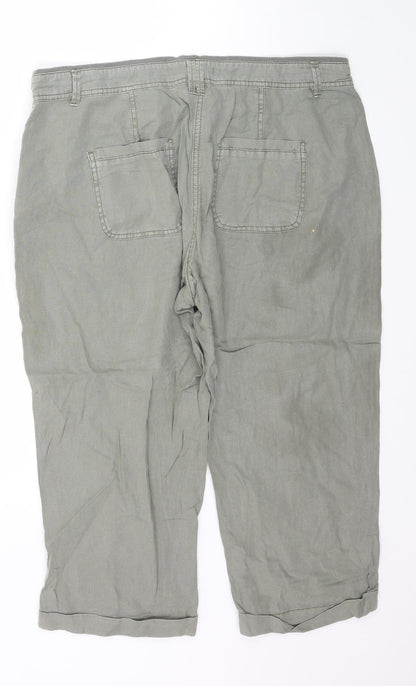 Womens UK Size 14 Dorothy Perkins Regular Fit Capri Green Trousers
