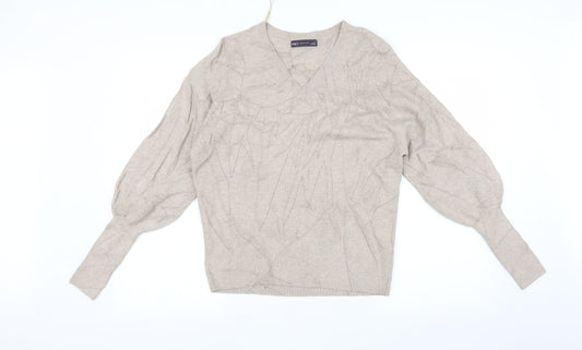 Womens UK Size S Marks and Spencer Beige Pullover Jumper