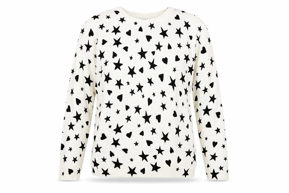 Marks & Spencer Womens Multicoloured   Pullover Jumper Size 12  - star and heart print