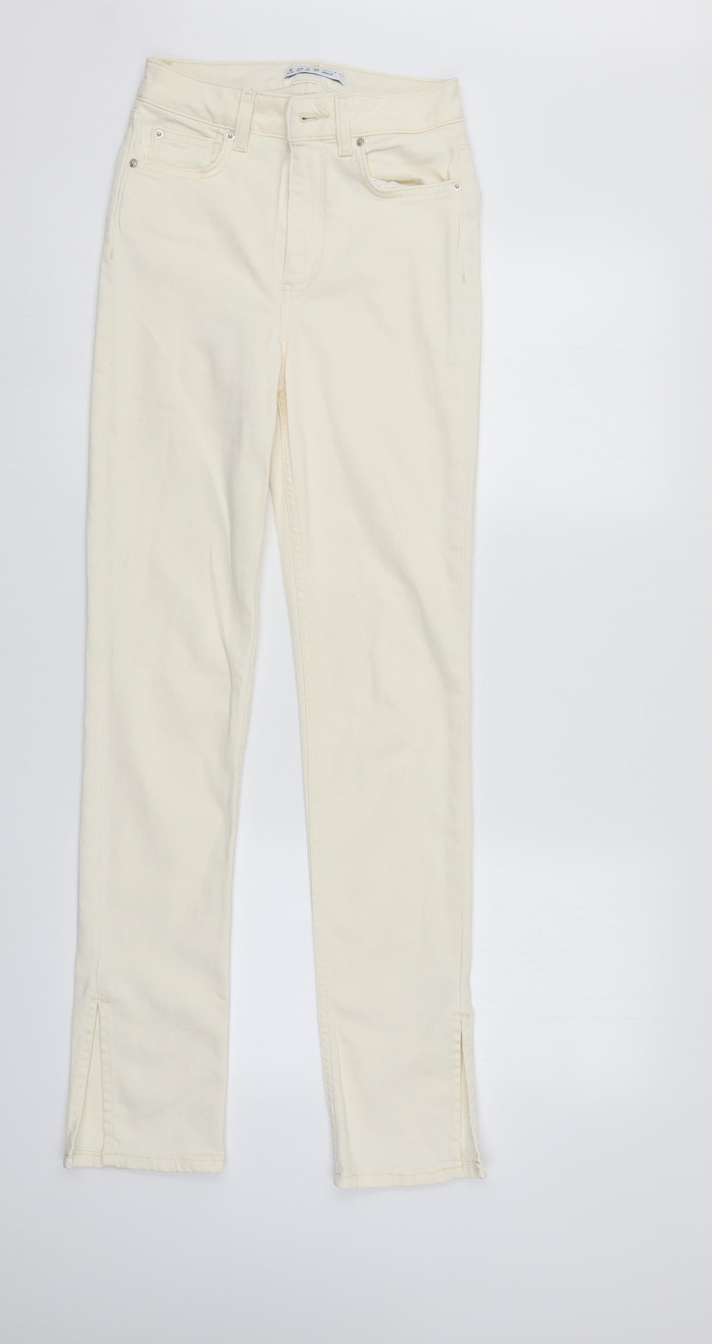 Denim & Co. Womens Ivory  Denim Straight Jeans Size 6 L31 in