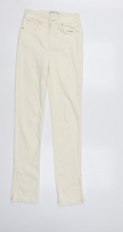 Denim & Co. Womens Ivory  Denim Straight Jeans Size 6 L31 in