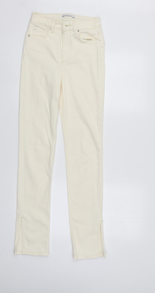 Denim & Co. Womens Ivory  Denim Straight Jeans Size 6 L31 in